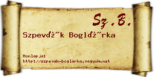 Szpevák Boglárka névjegykártya